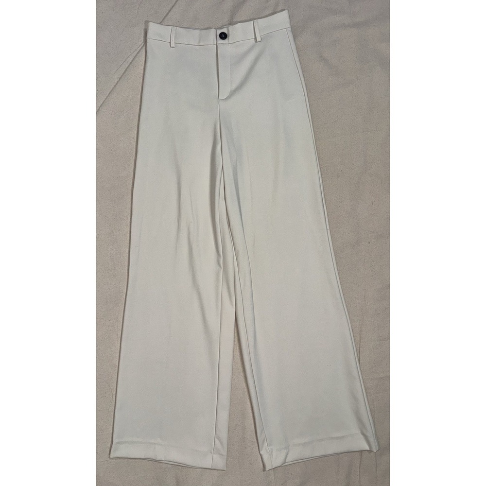 Zara Women's Wide Leg Trousers Pants Ivory Sz Medium